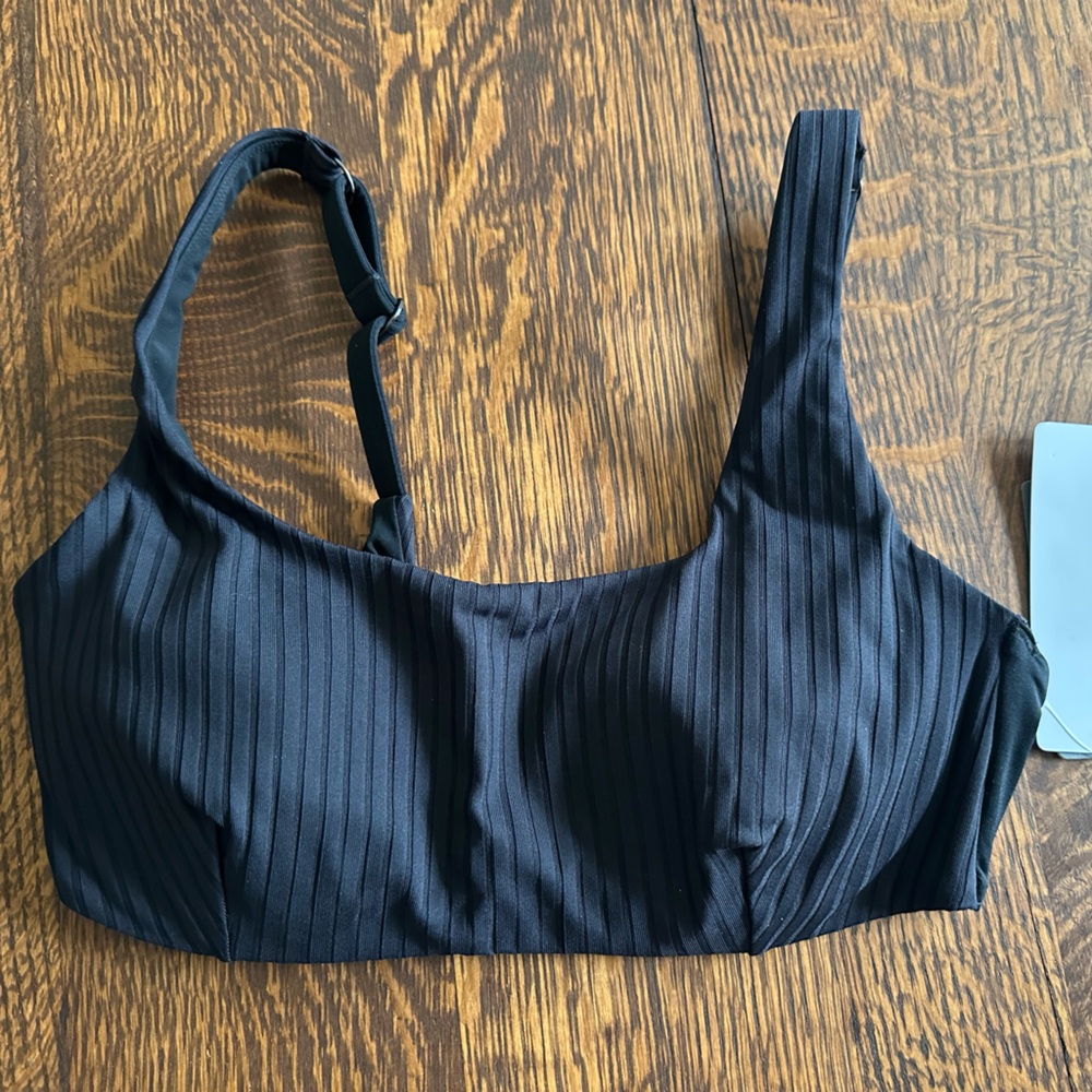 Athleta Black Ribbed Bikini Top